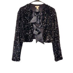 H&M sequence bow tie black jacket long sleeves formal party wedding guest XS